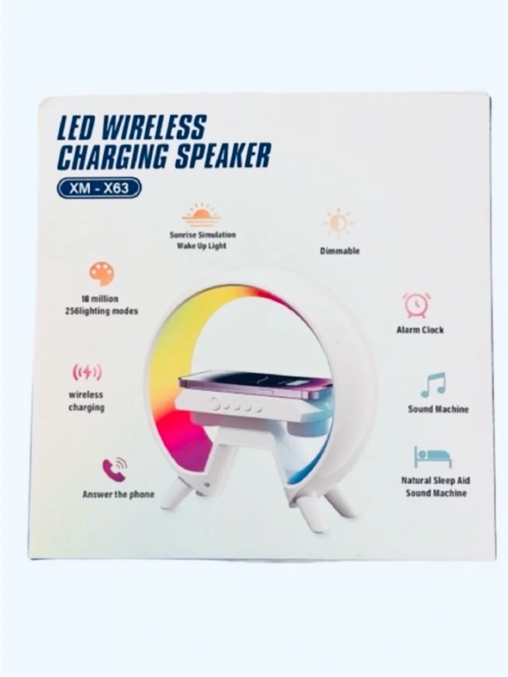 🆕- Led Wireless Charging Speaker/Lamp, Alarm Clock, Sound Machine, Light Modes